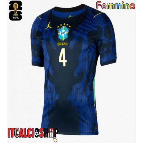 Brasile Marquinhos #4 Seconda Maglia Femmina Mondiali 2026 Manica Corta